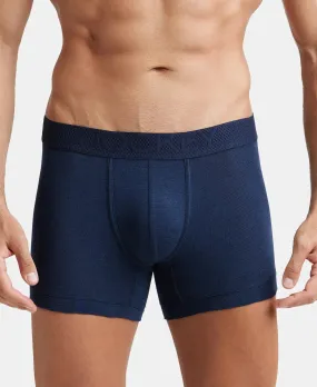 Bamboo Cotton Elastane Stretch Breathable Mesh Trunk with StayDry Treatment - Navy Melange