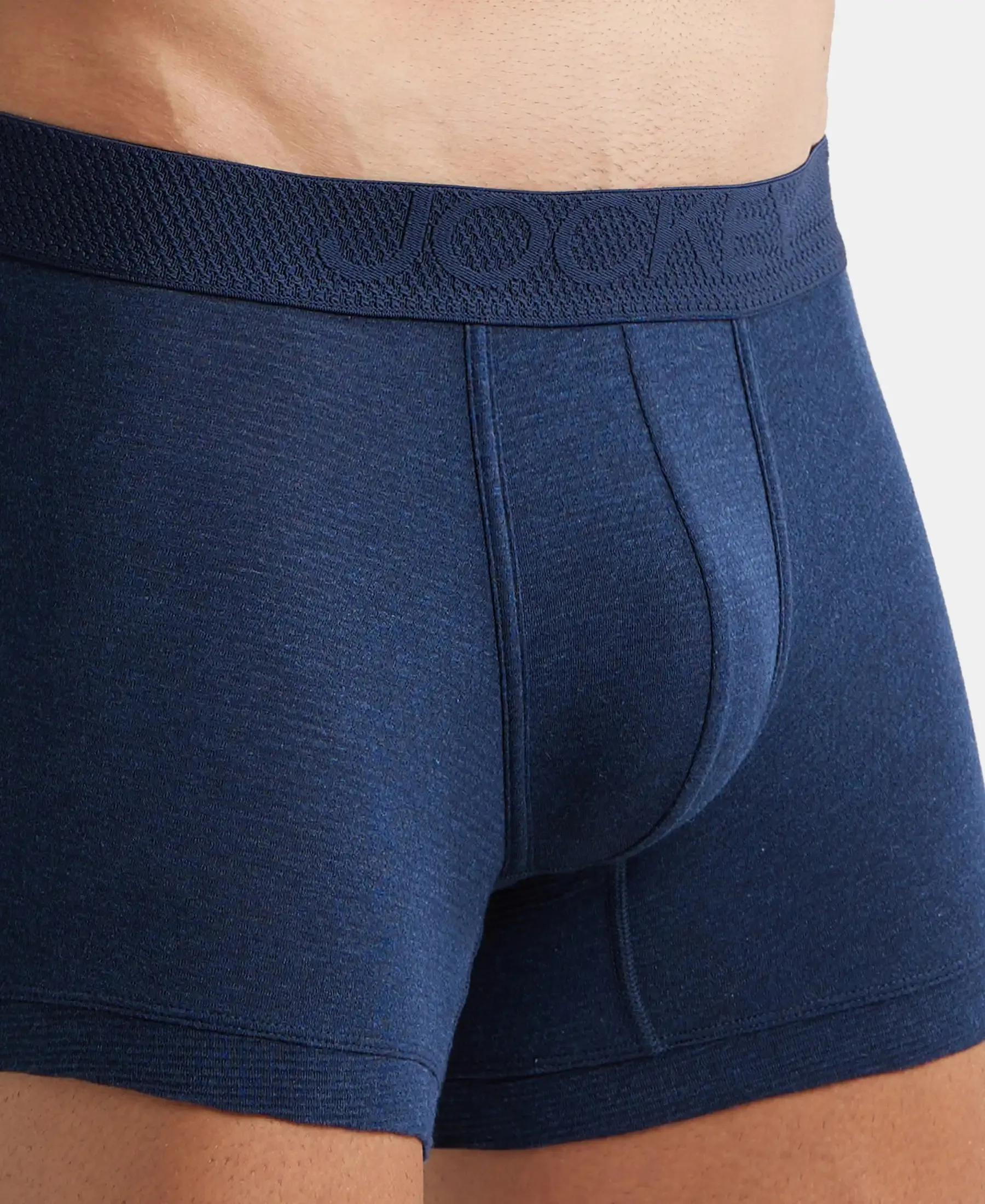 Bamboo Cotton Elastane Stretch Breathable Mesh Trunk with StayDry Treatment - Navy Melange