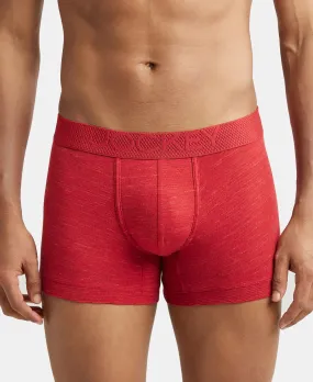 Bamboo Cotton Elastane Stretch Breathable Mesh Trunk with StayDry Treatment - Red Multi Melange