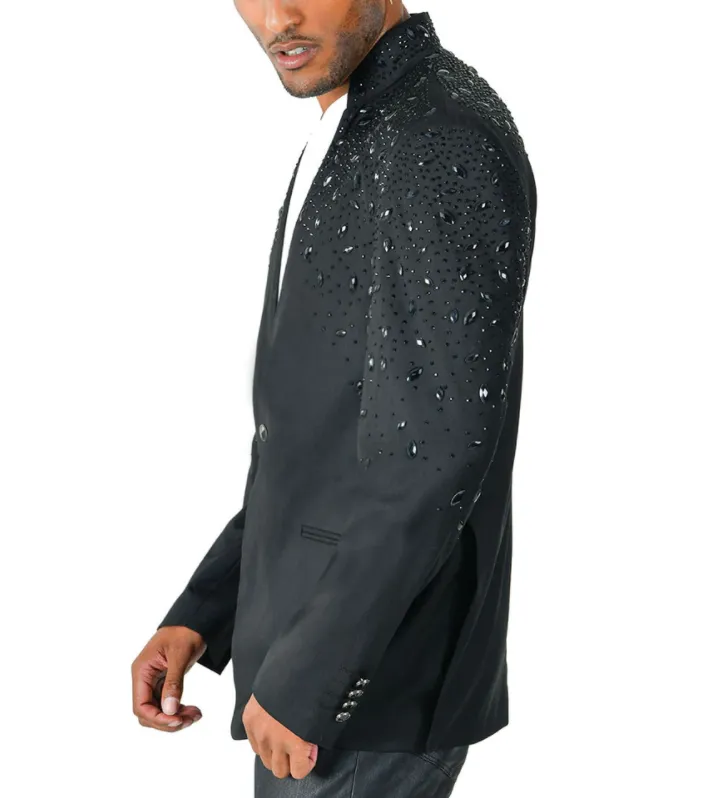 Barabas Men's 'TEARS IN HEAVEN' Black Crystal Blazer