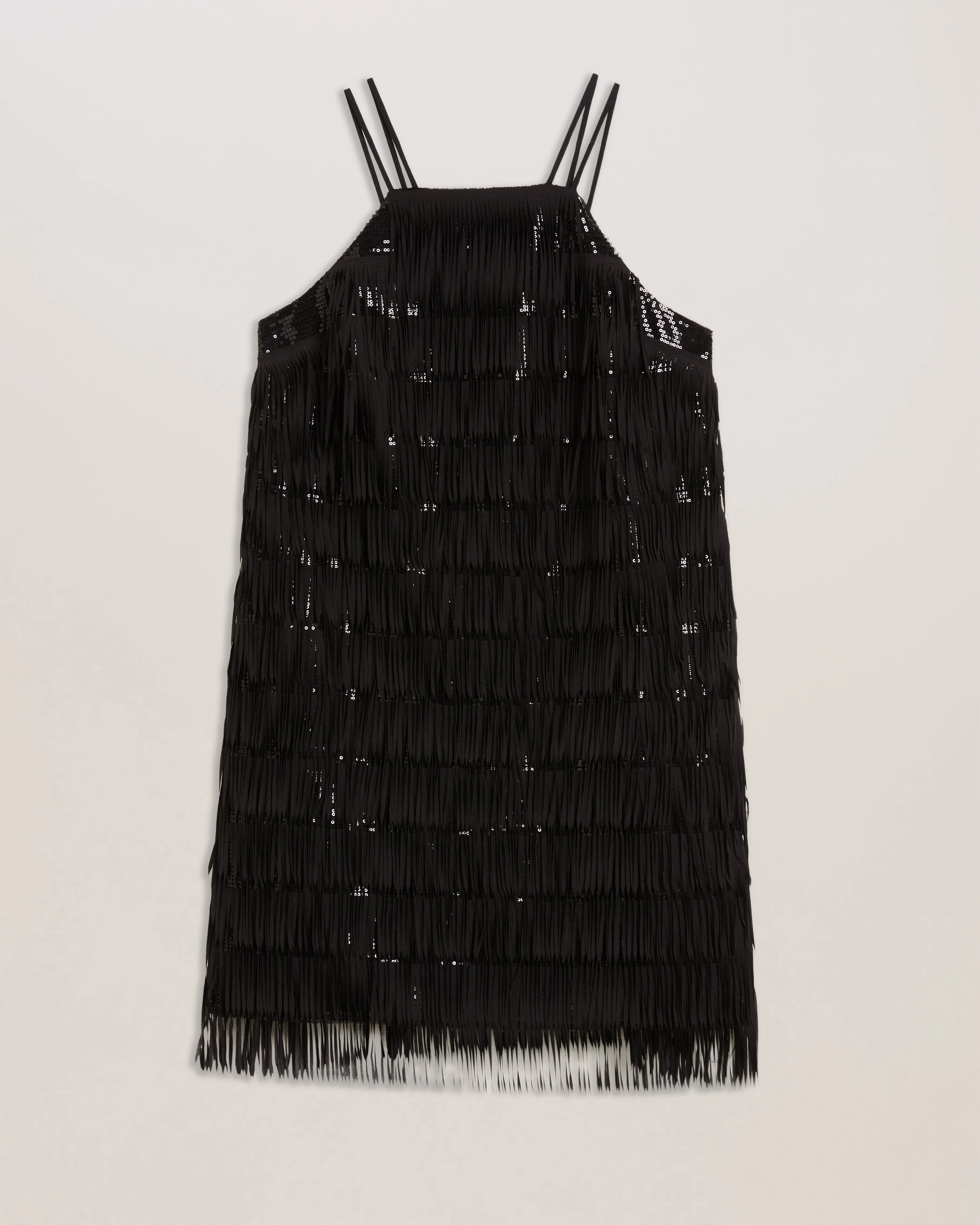 Bartin Fringe Halter Neck Mini Dress Black