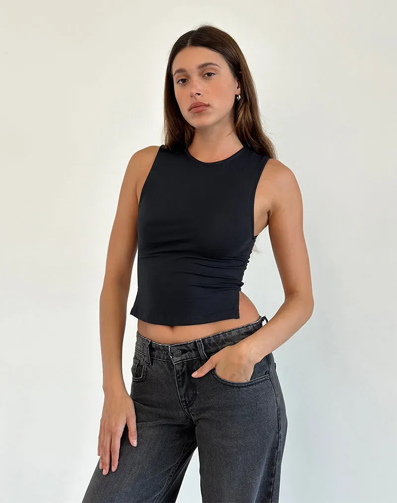 Baruna Tie Back Top in Black