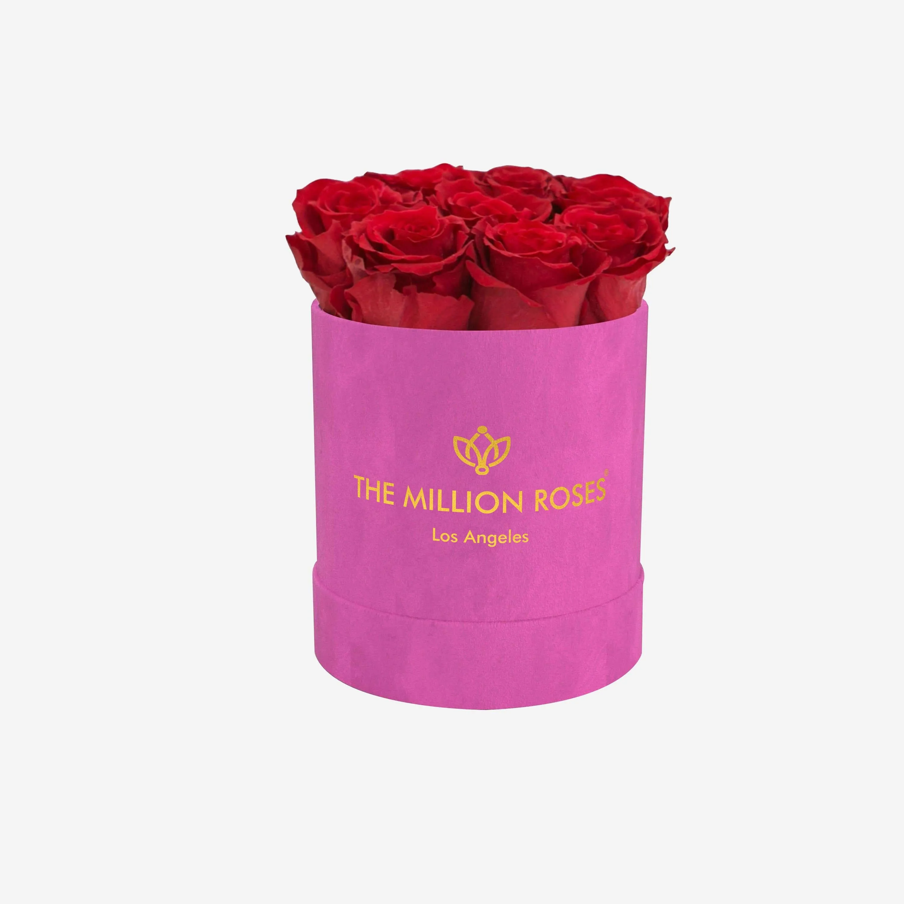 Basic Hot Pink Suede Box | Red Roses