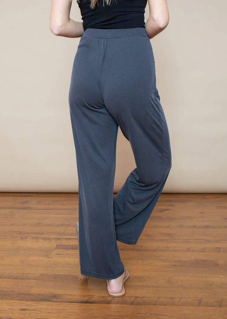 BB Dakota Got To Be Free Charcoal Ribbed Tie Front Pants ***FINAL SALE***