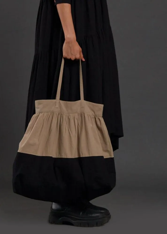 Beige & Black Tote Bag