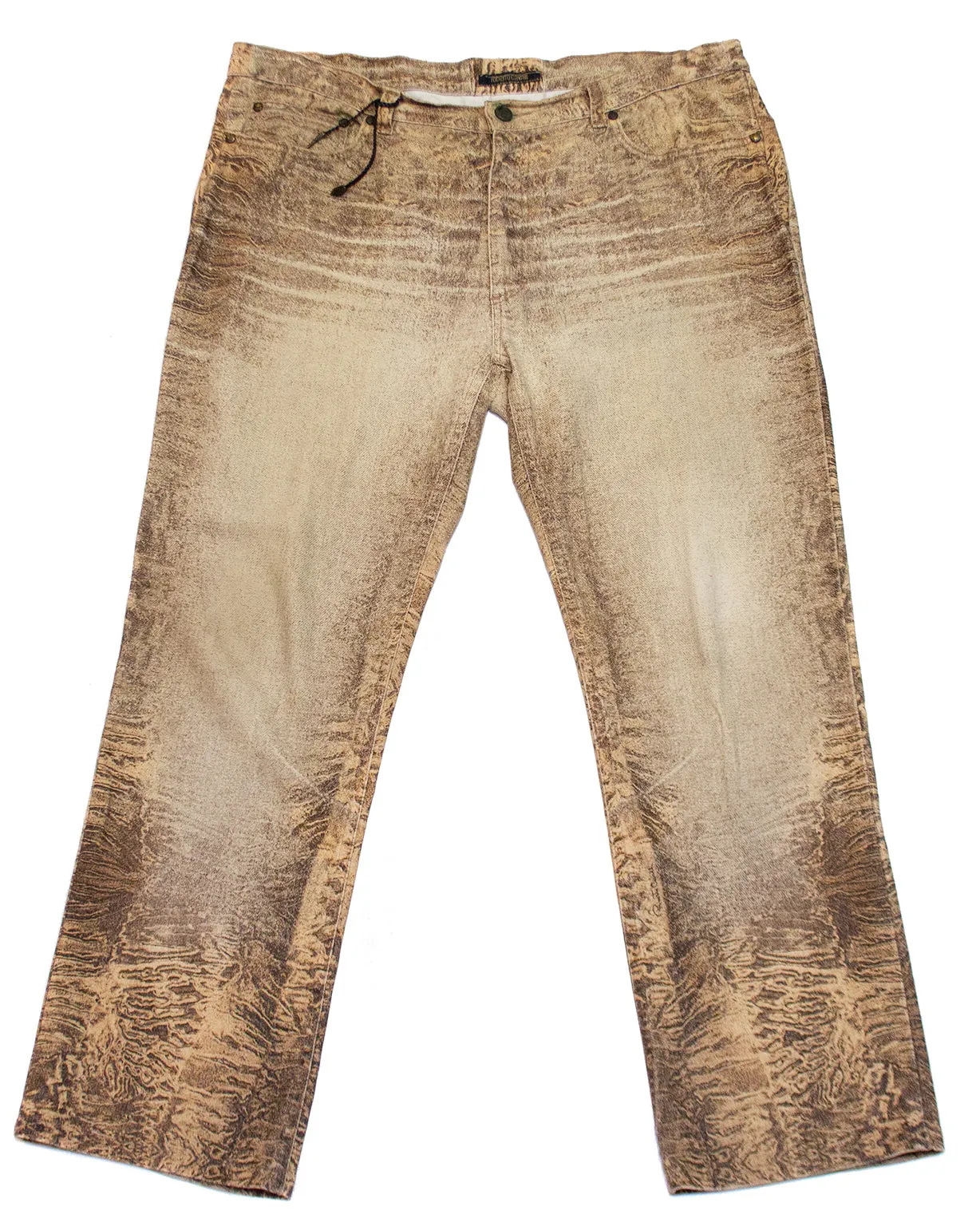 Beige Snake Print Jeans