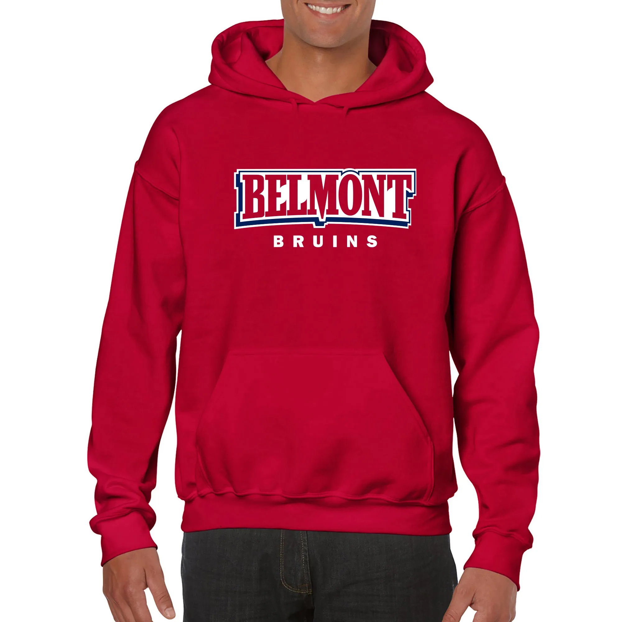 Belmont Front Back Print Hoodie - Red