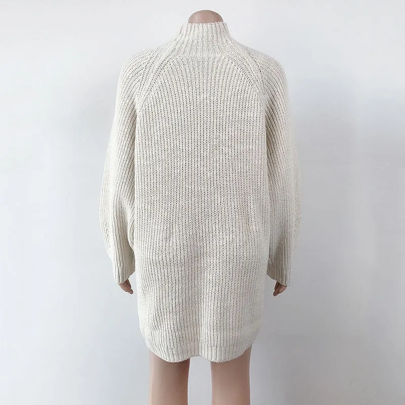 BerriesJam - 2024 Turtleneck Oversized Knitted Casual Mini Sweater Dress