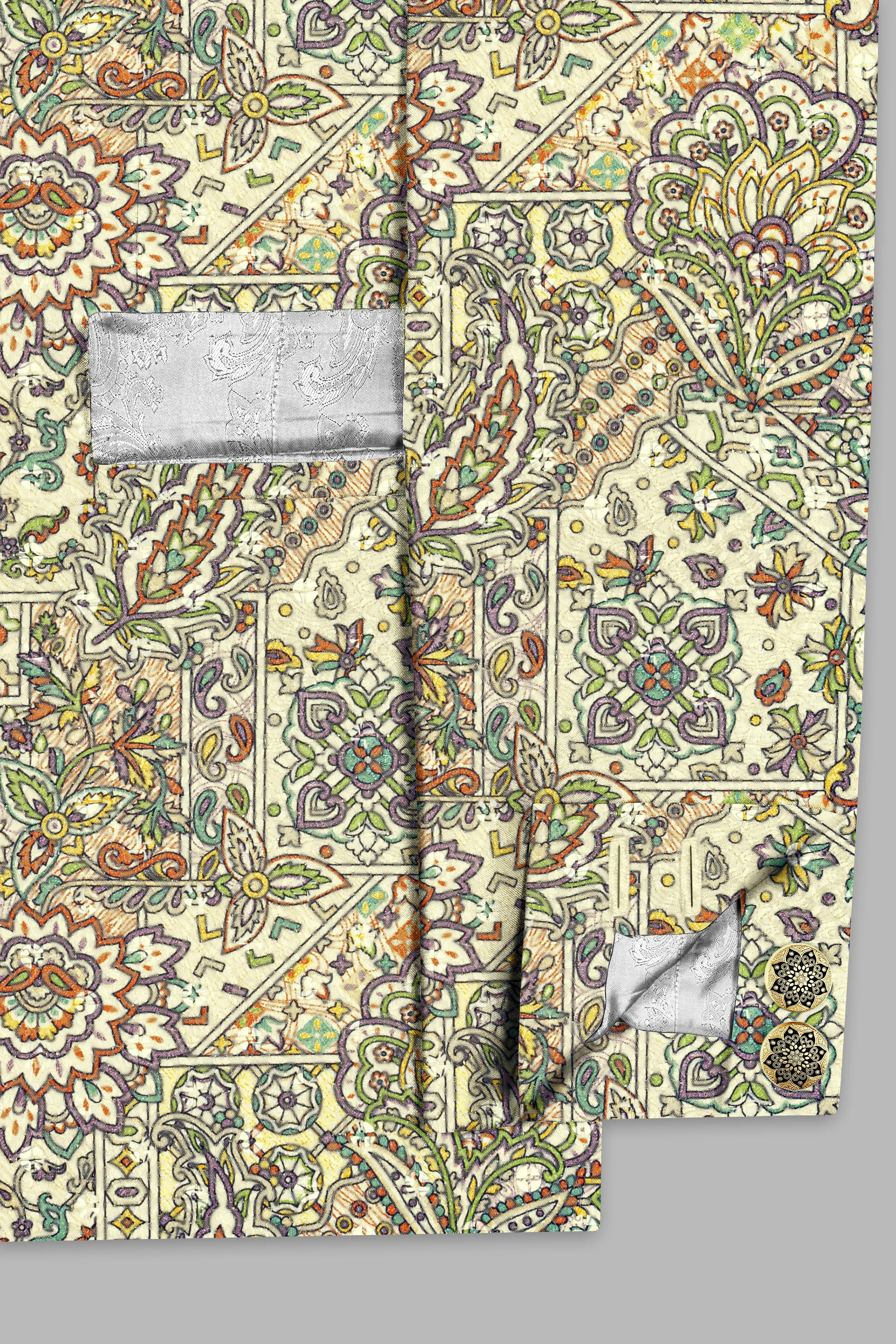 Beryl Green And Faded Purple MultiColour Embroidered Cross Placket Bandhgala Jodhpuri