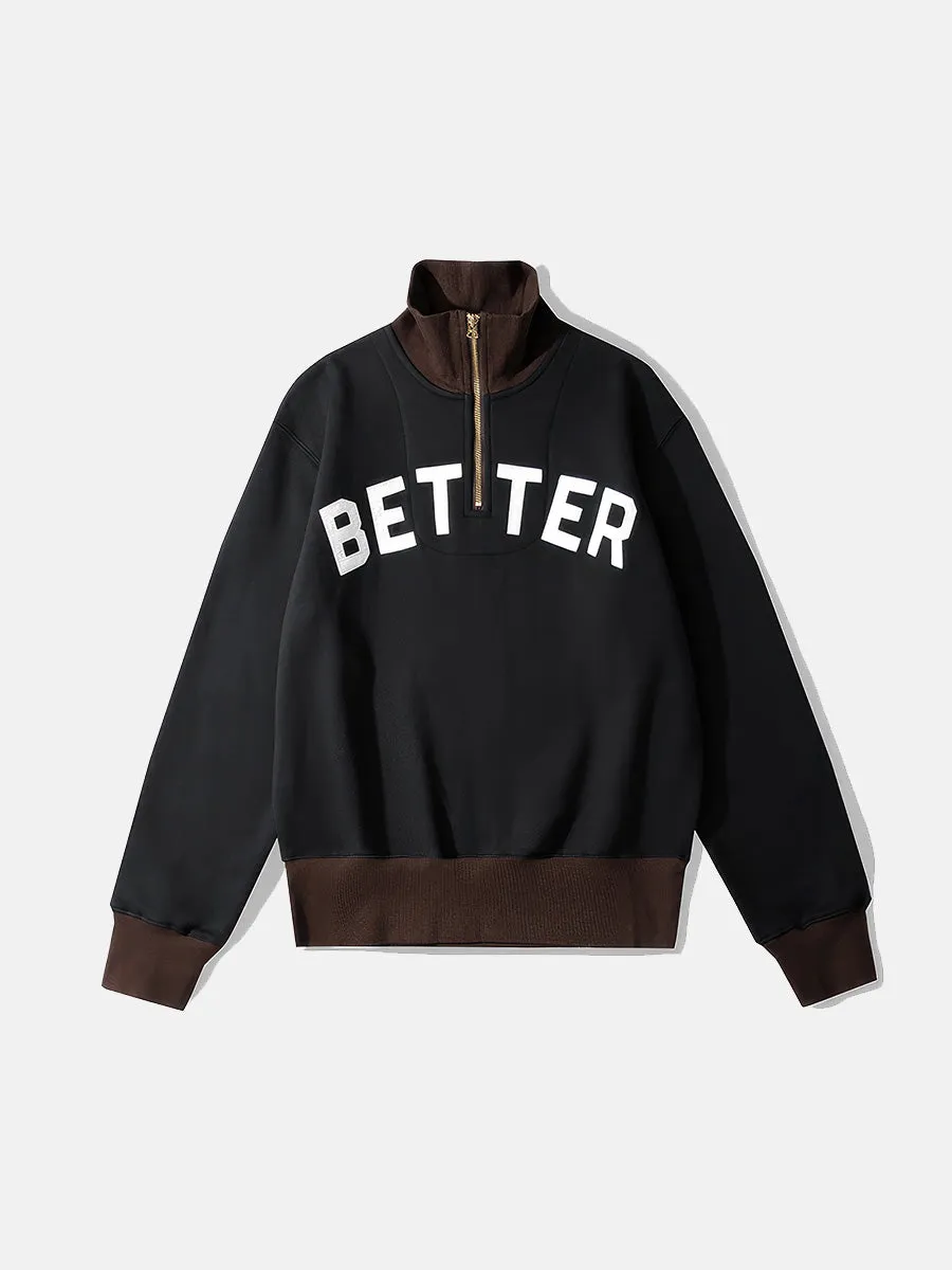 Better Days Colorblocked Half-Zip Lapel Sweatshirt