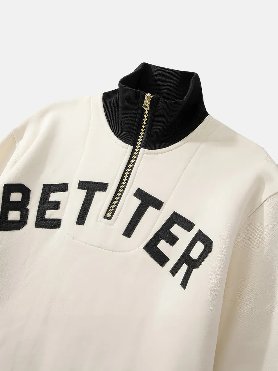 Better Days Colorblocked Half-Zip Lapel Sweatshirt