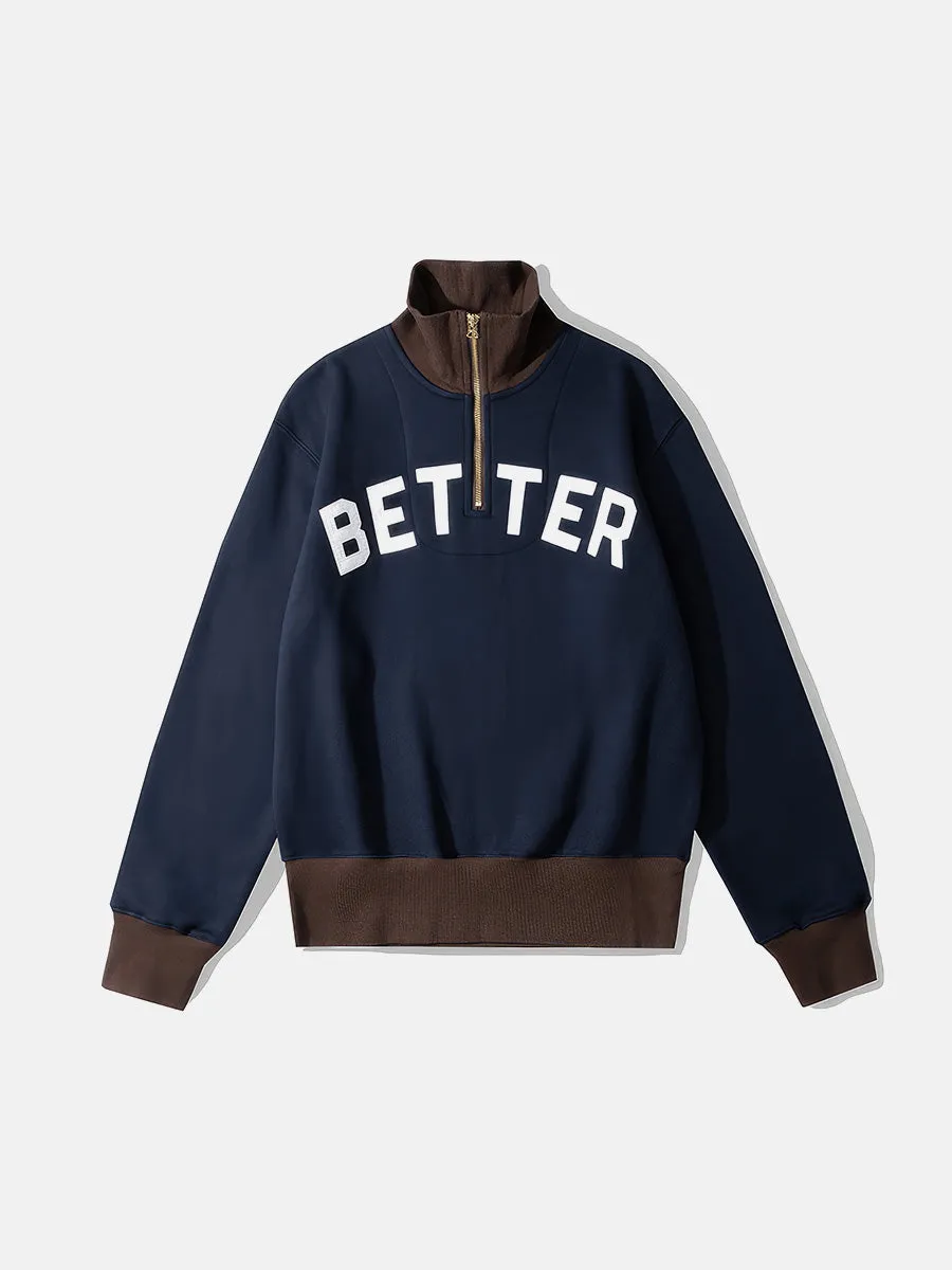 Better Days Colorblocked Half-Zip Lapel Sweatshirt