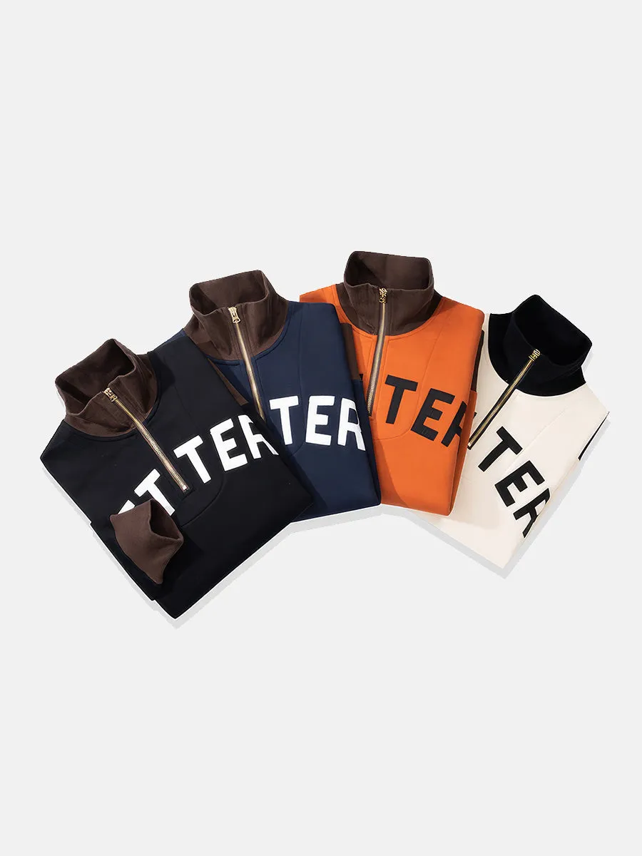 Better Days Colorblocked Half-Zip Lapel Sweatshirt