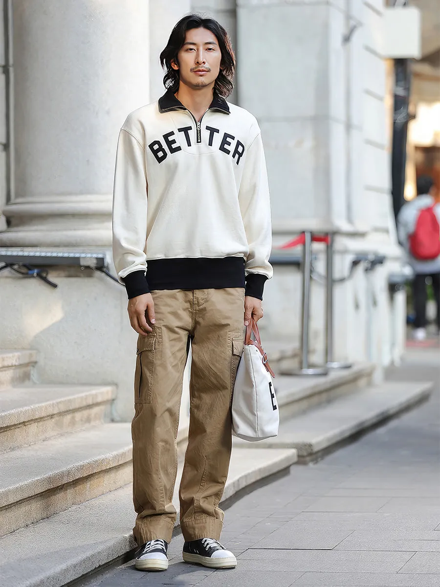 Better Days Colorblocked Half-Zip Lapel Sweatshirt