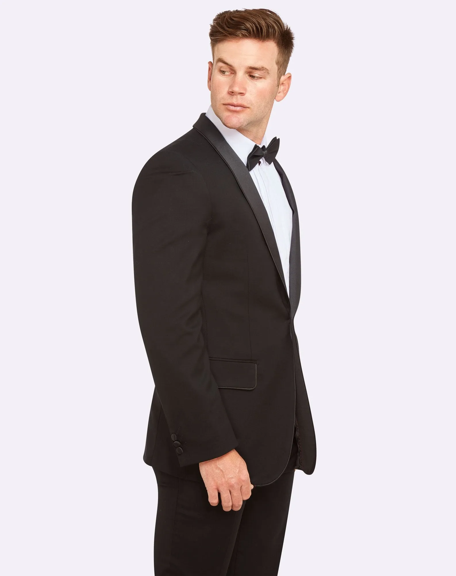 Big Mens Wool Two-Button Black Dinner Suit Set