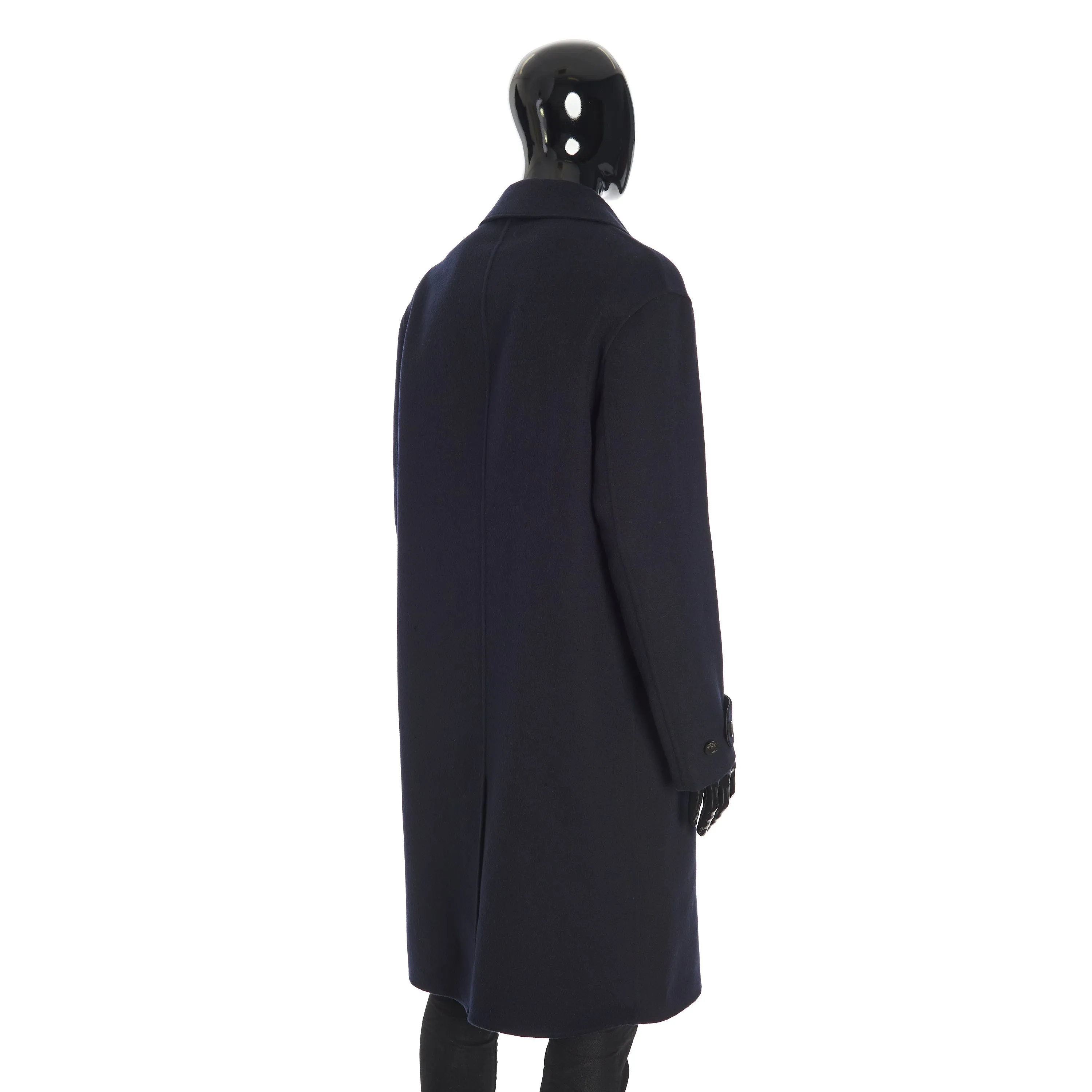 Bigli Coat In Navy Blue Double Faced Cashmere