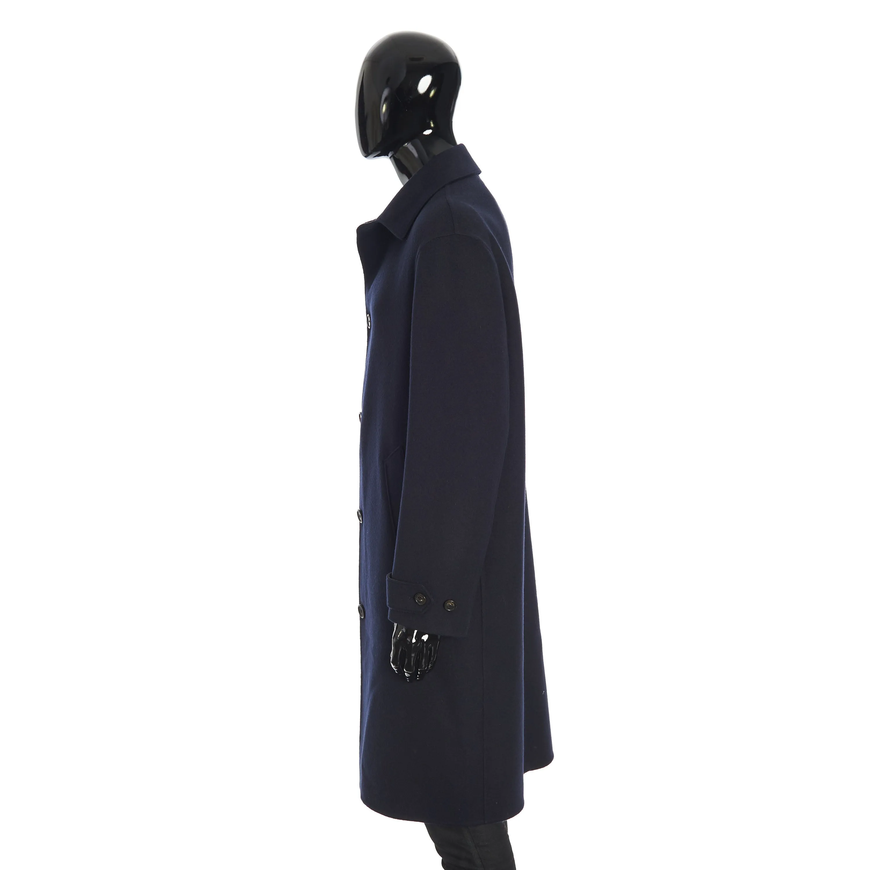 Bigli Coat In Navy Blue Double Faced Cashmere