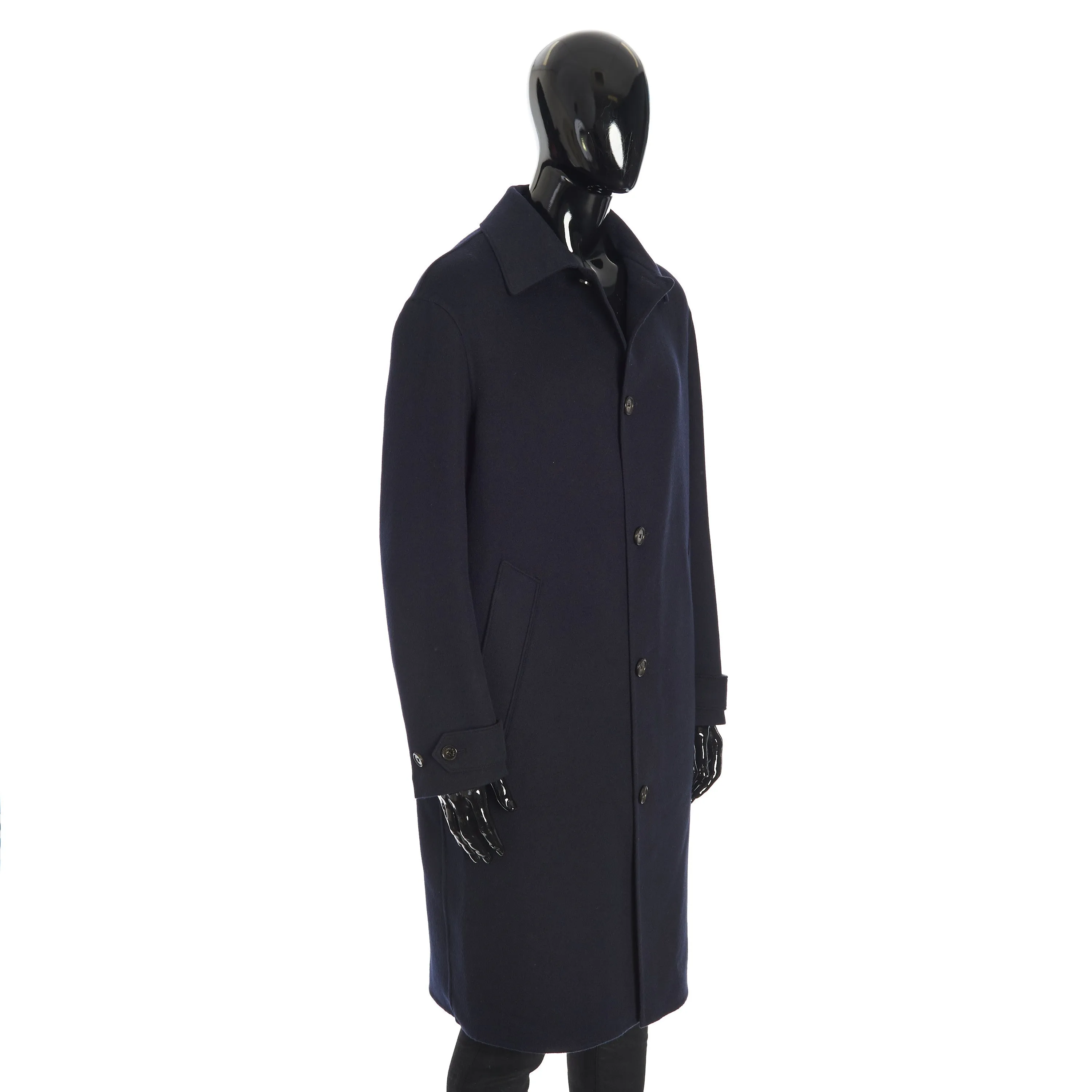 Bigli Coat In Navy Blue Double Faced Cashmere