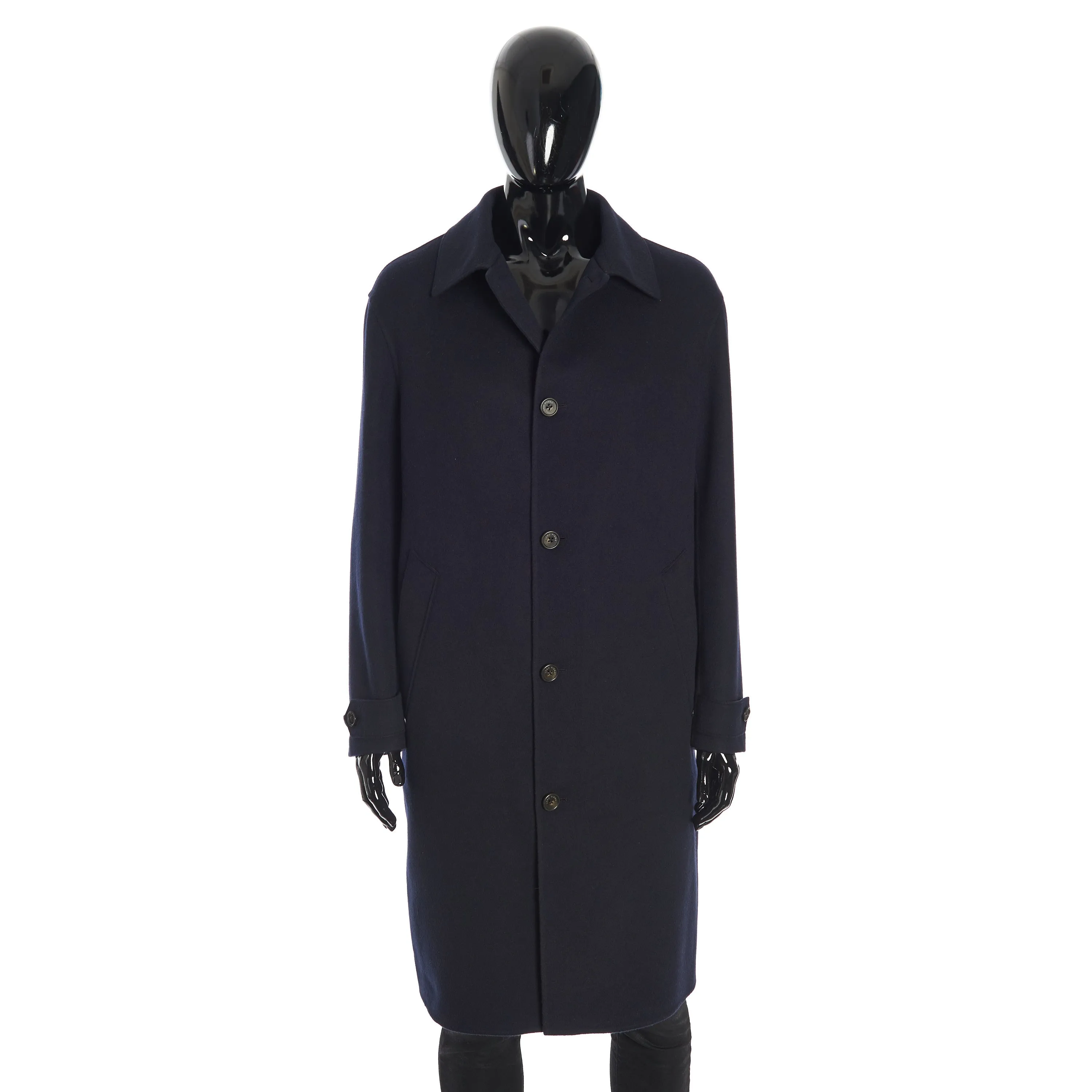 Bigli Coat In Navy Blue Double Faced Cashmere