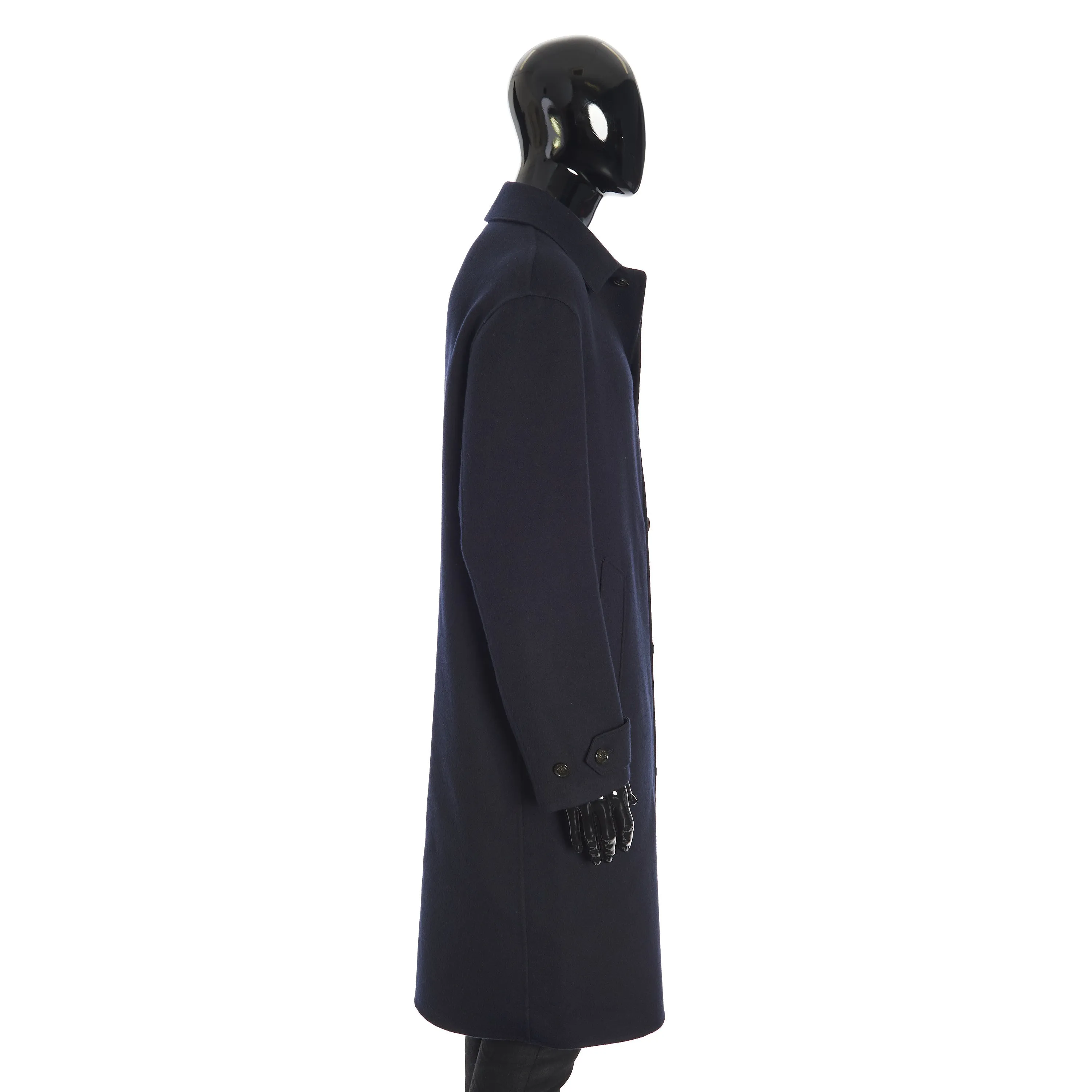 Bigli Coat In Navy Blue Double Faced Cashmere