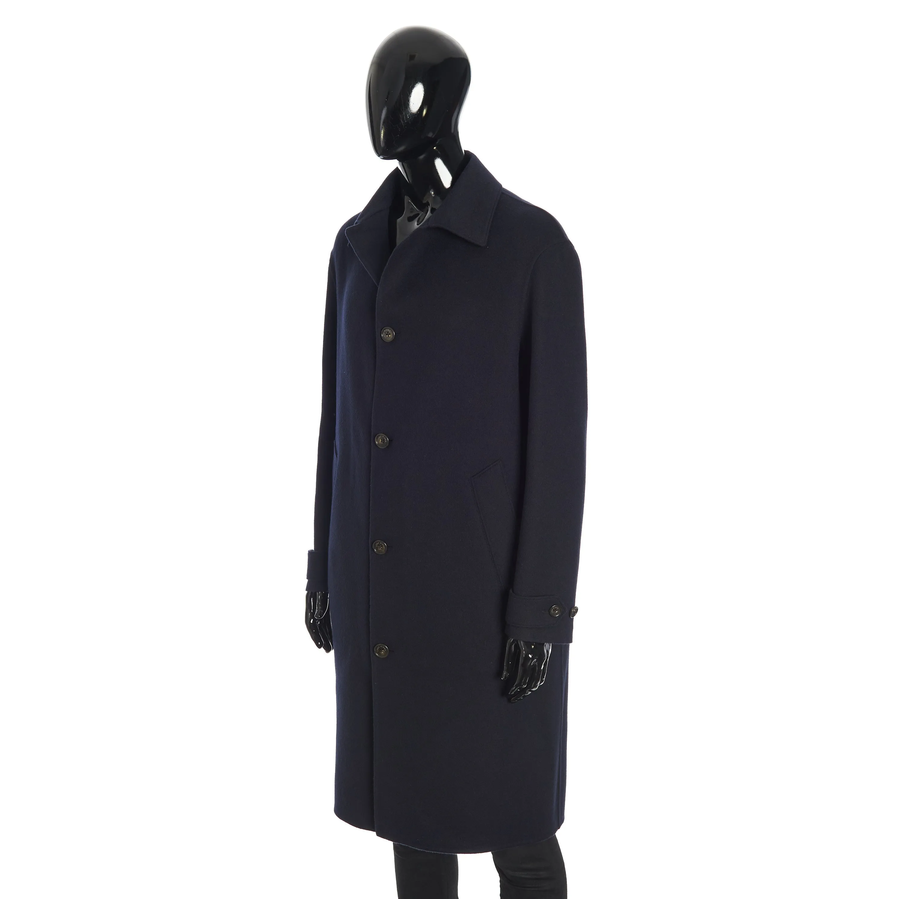 Bigli Coat In Navy Blue Double Faced Cashmere