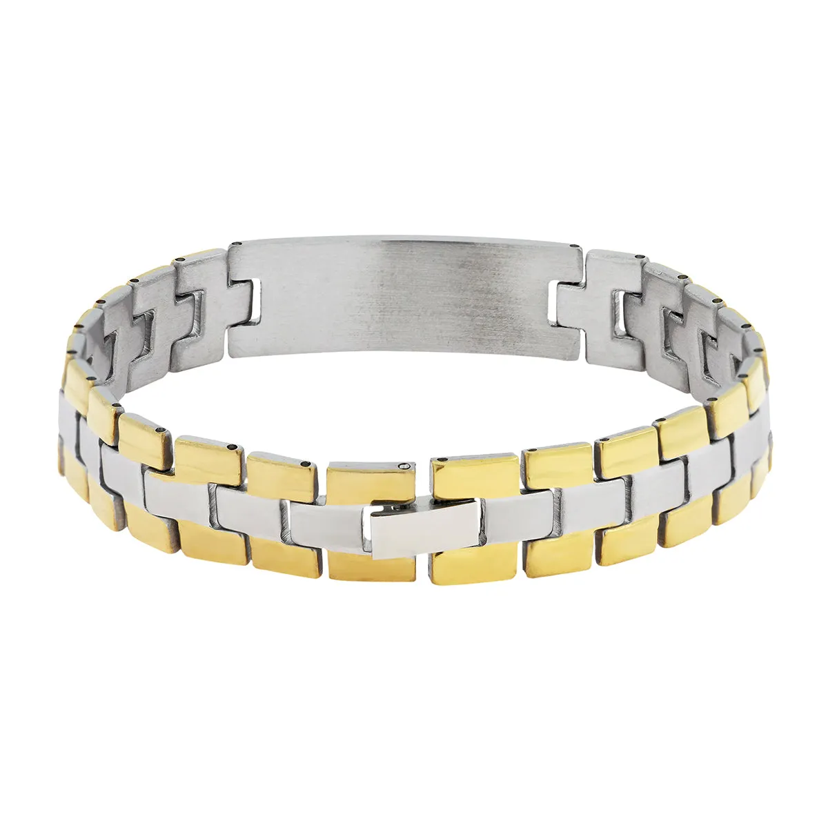 Biker Id Stainless Steel 18K Gold Pt. Matt Finish Bracelet For Boy Men