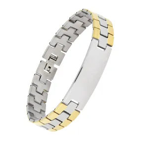 Biker Id Stainless Steel 18K Gold Pt. Matt Finish Bracelet For Boy Men