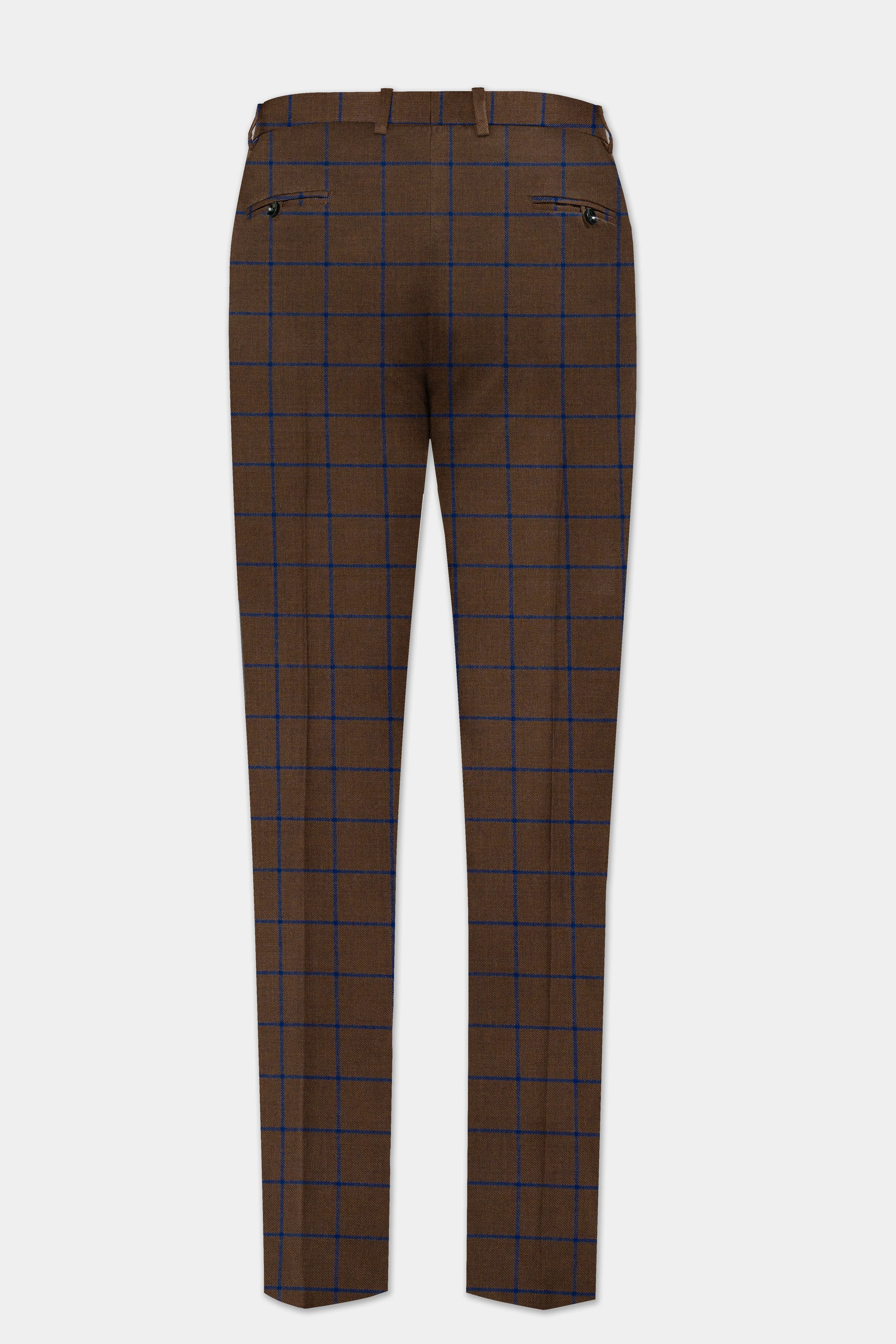 Bistre Brown with Catalina Blue Windowpane Tuxedo Tweed Suit