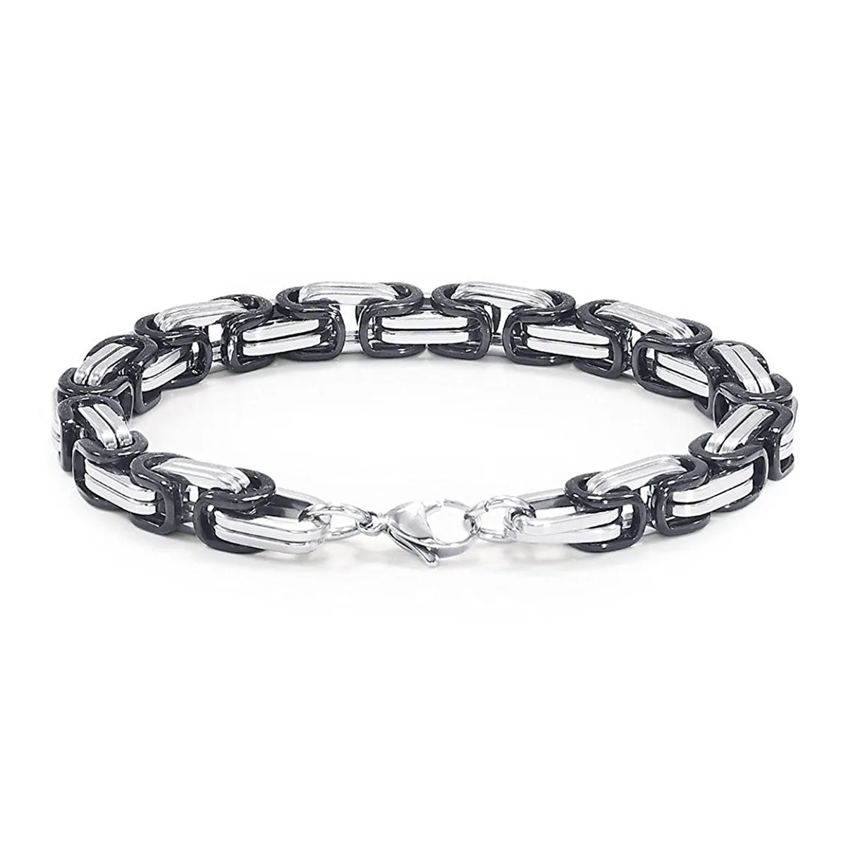 Black Coated 316L Stainless Steel Geometric Bracelet For Men