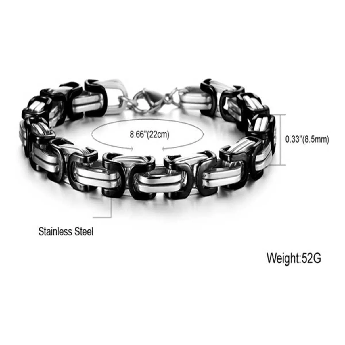 Black Coated 316L Stainless Steel Geometric Bracelet For Men