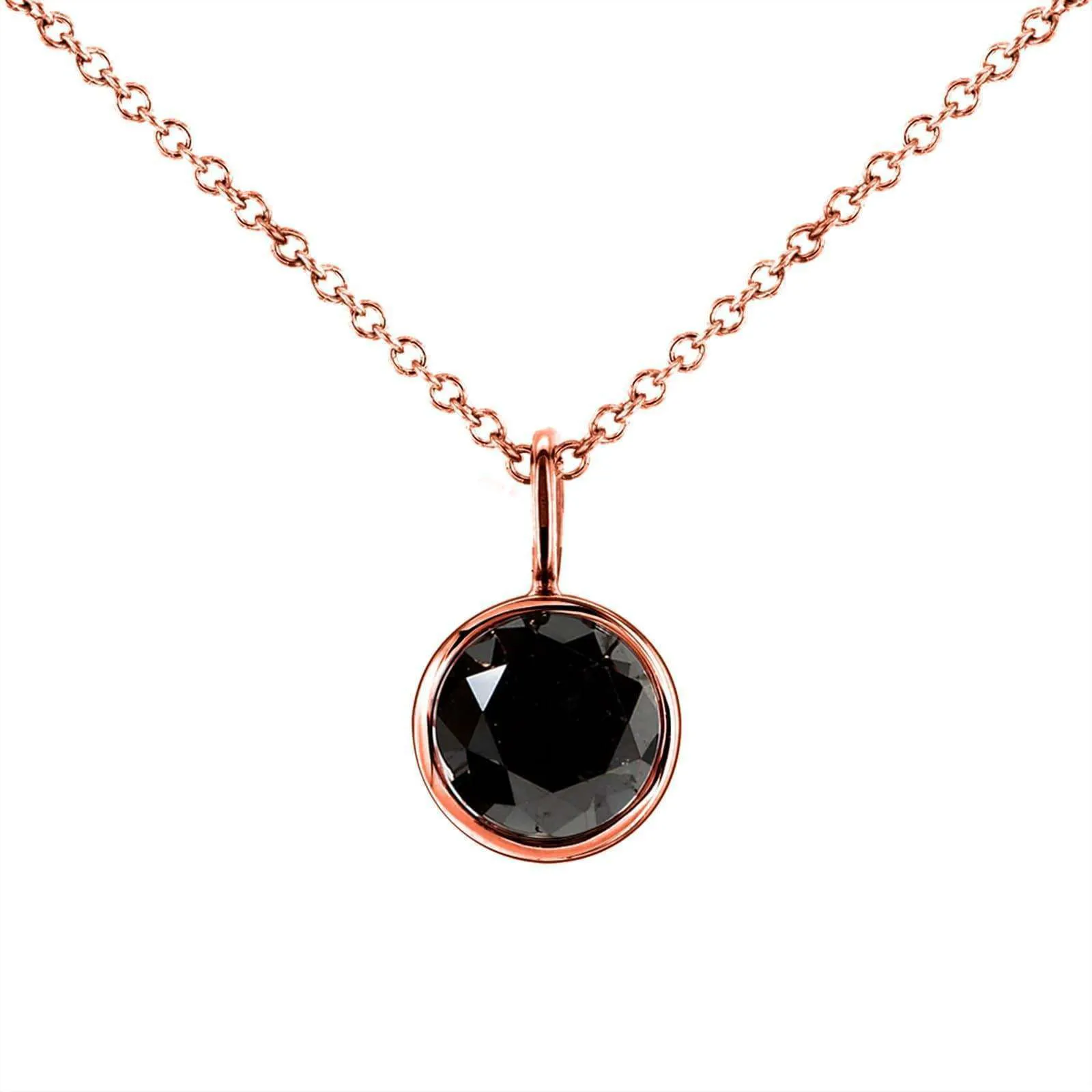 Black Diamond Dangle Bezel Necklace