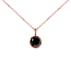 Black Diamond Dangle Bezel Necklace