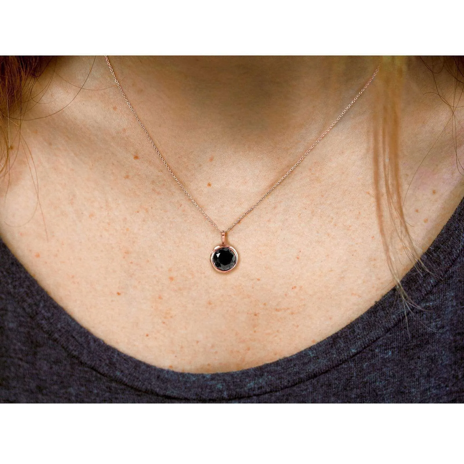 Black Diamond Dangle Bezel Necklace