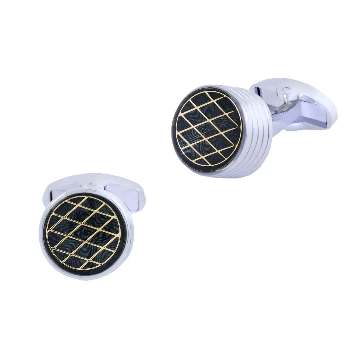 Black Gold Checks Cufflinks In Box