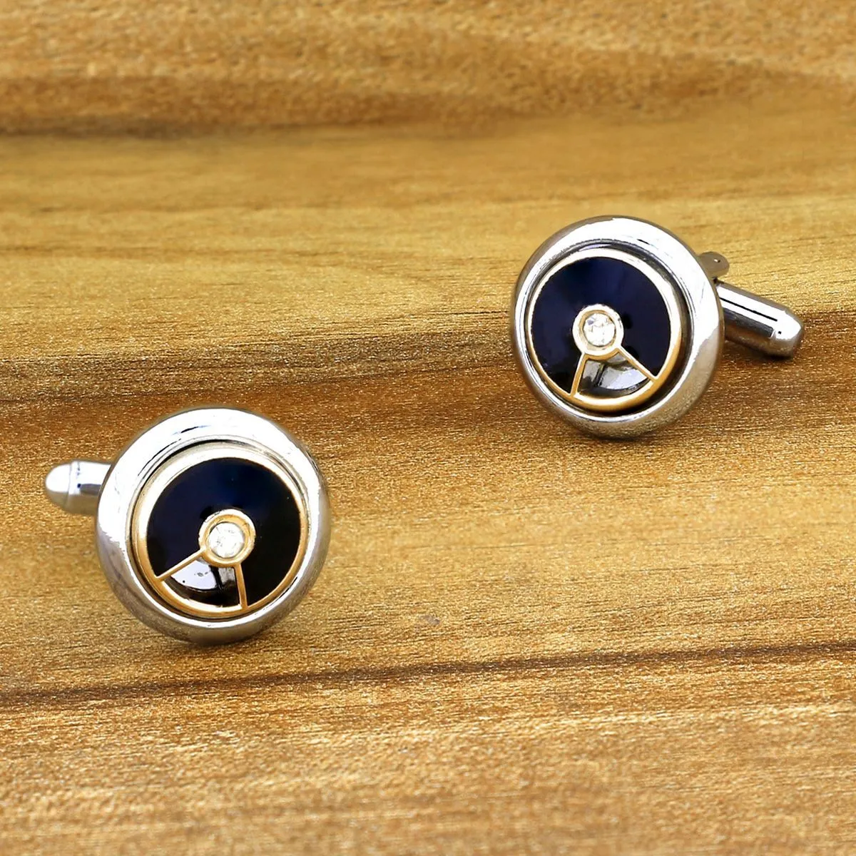 Black Gold Diamond Cufflinks In Box