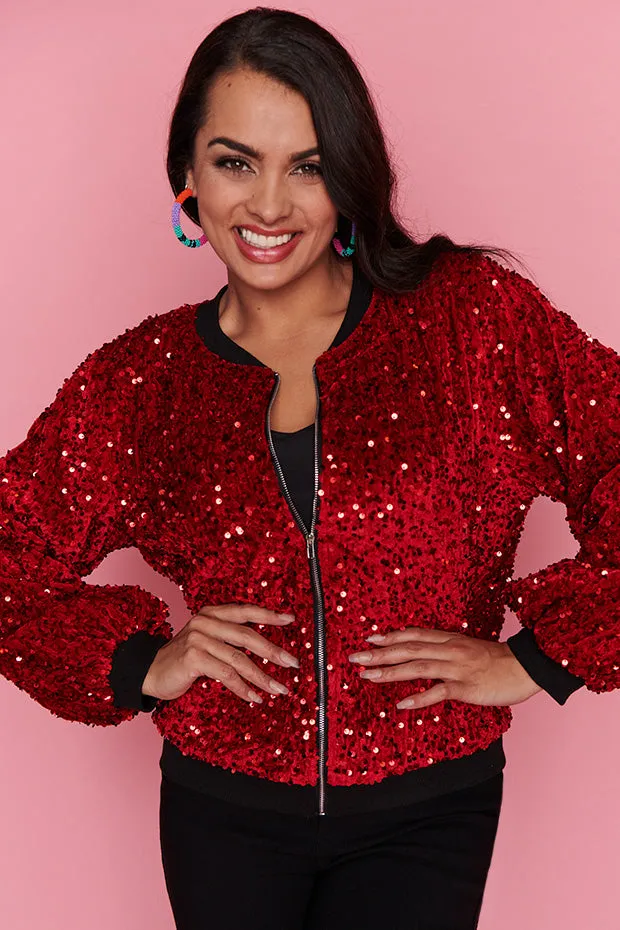 Bling Red Sequins Jacket