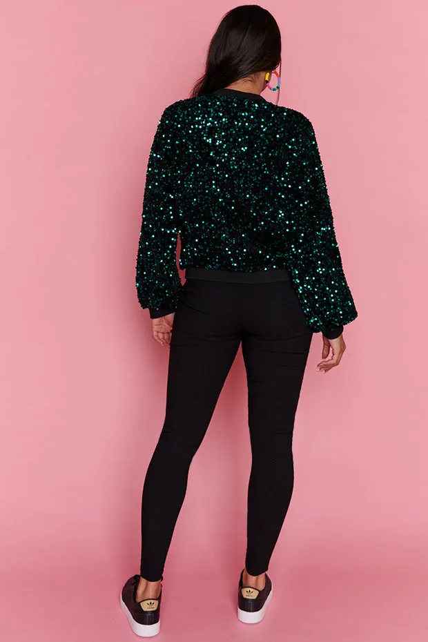 Bling Teal Sequins Jacket