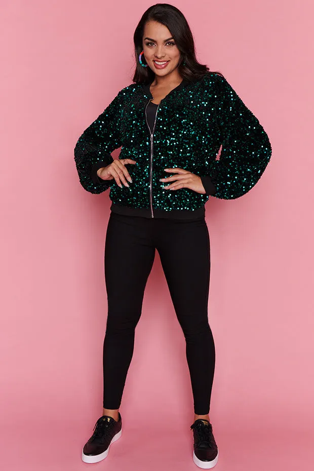 Bling Teal Sequins Jacket