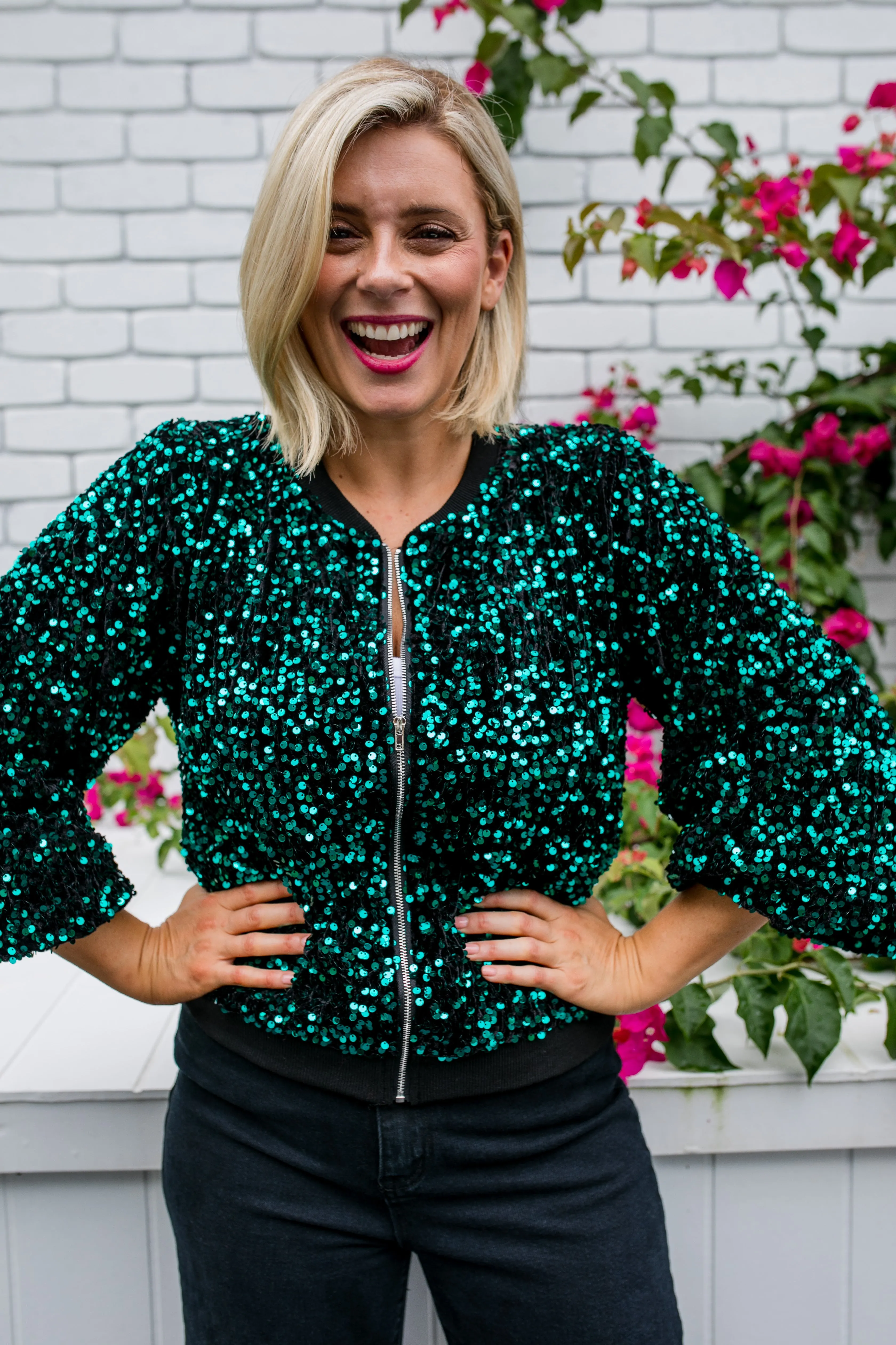 Bling Teal Sequins Jacket