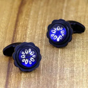 Blue Floral Cufflinks In Box