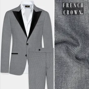 Boulder Gray Textured Wool Blend Peak Collar Tuxedo Suit