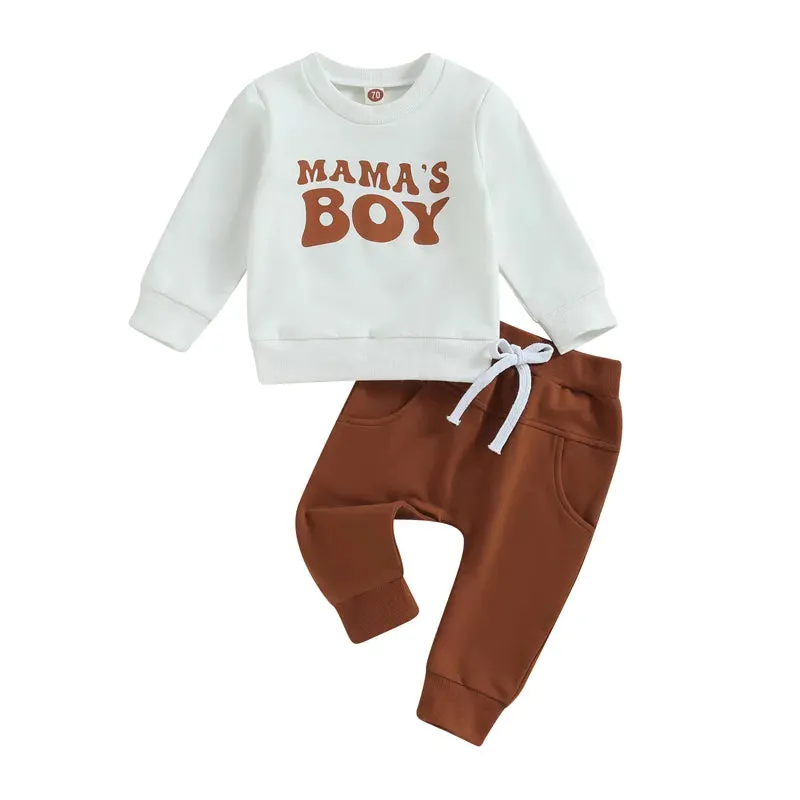 Boys Cozy Club 2 Piece Set - Chocolate 'Mama's Boy'