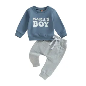 Boys Cozy Club 2 Piece Set - Sky 'Mama's Boy'