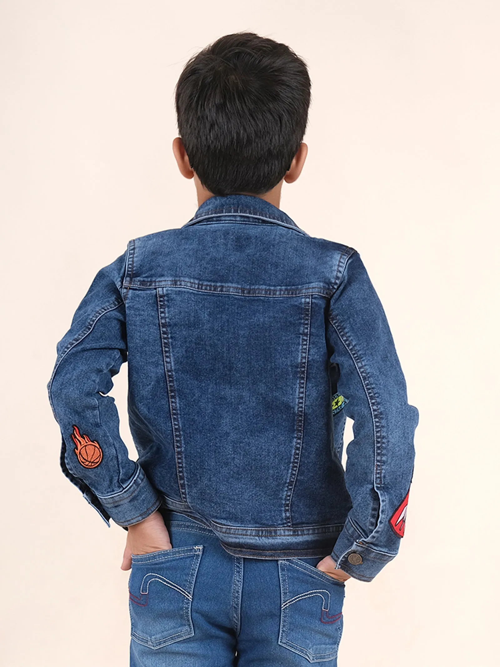 Boys Denim Jacket With Multi Badge