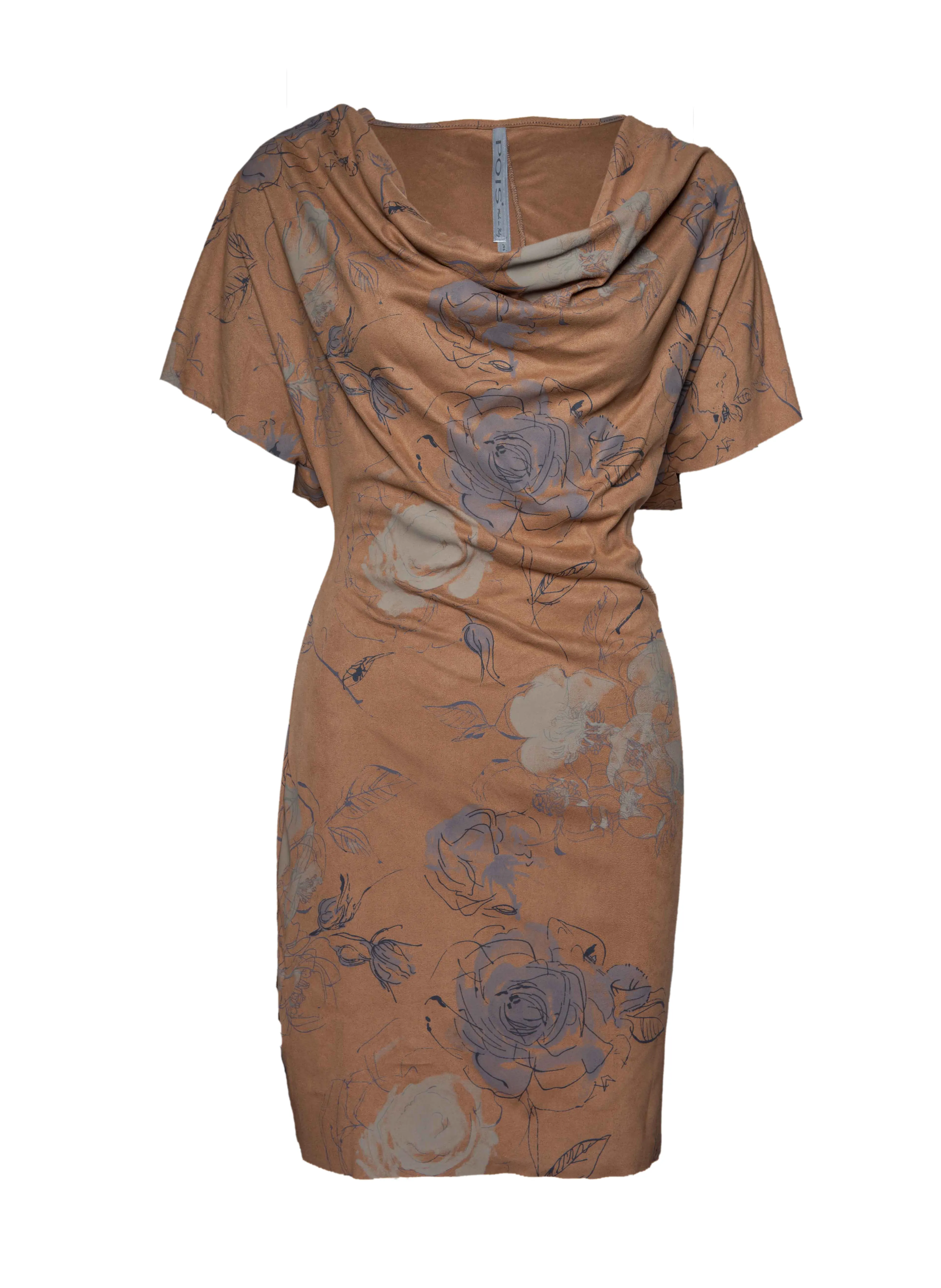 Brown Printed Suede Dress