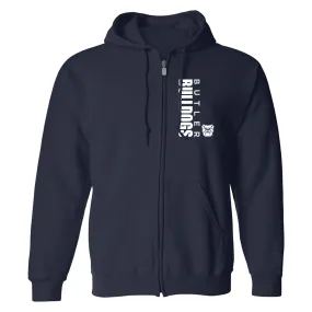 Butler University Bulldogs Vertical Block Left Chest Zip Hoodie - Navy