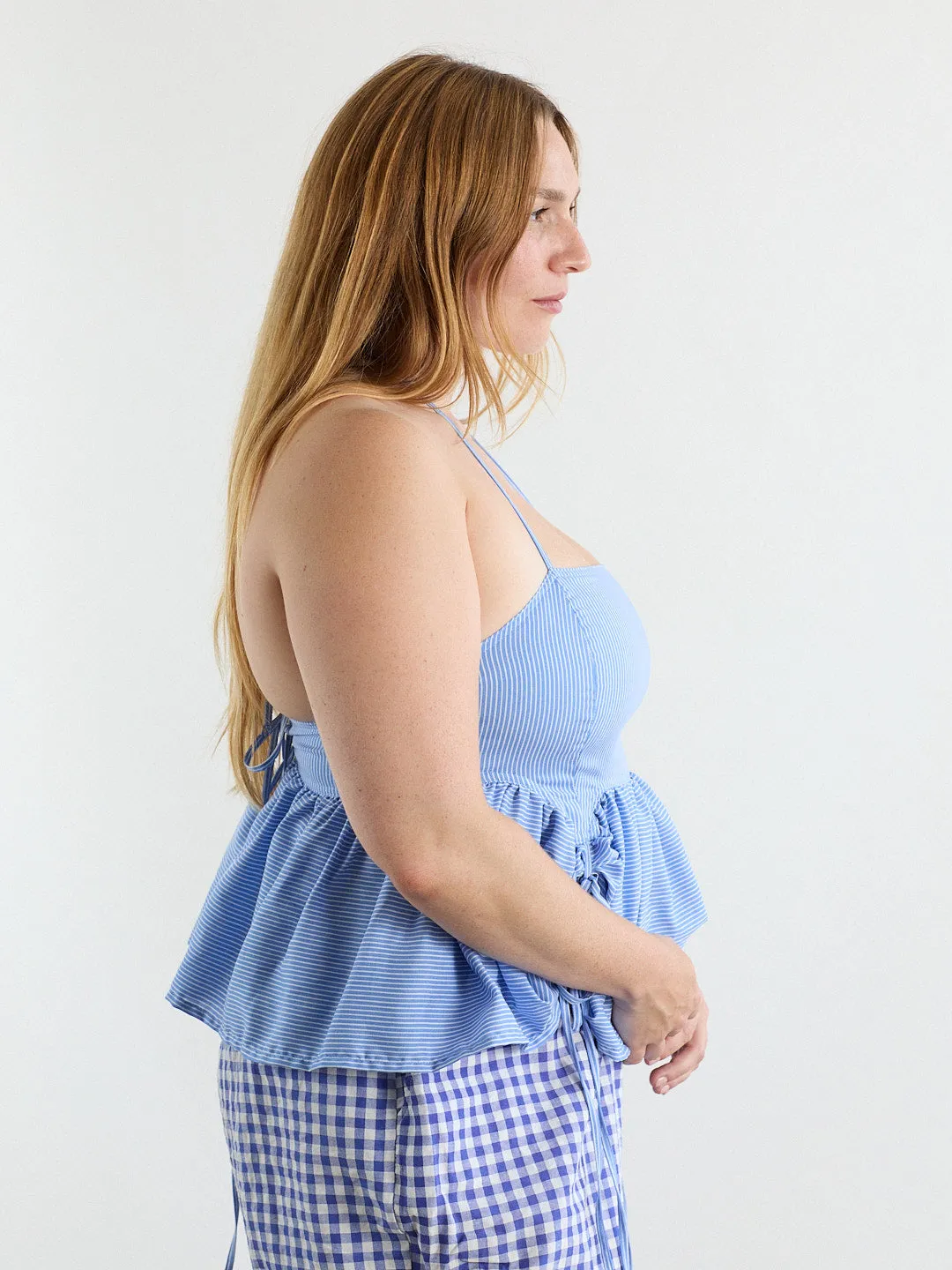 Butterfly Blouse - Azure Pinstripe