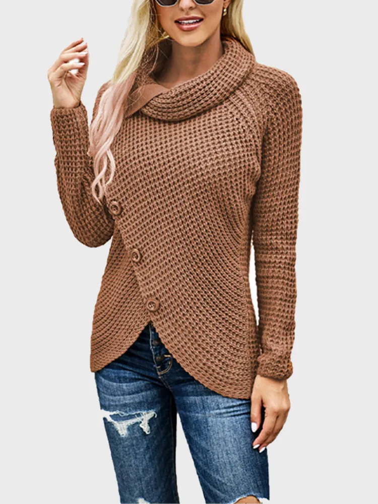 Buttoned Bliss Turtleneck Sweater