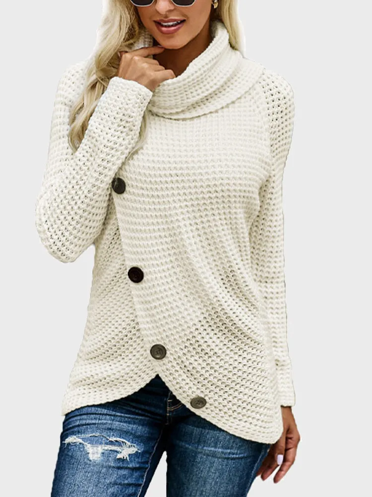 Buttoned Bliss Turtleneck Sweater