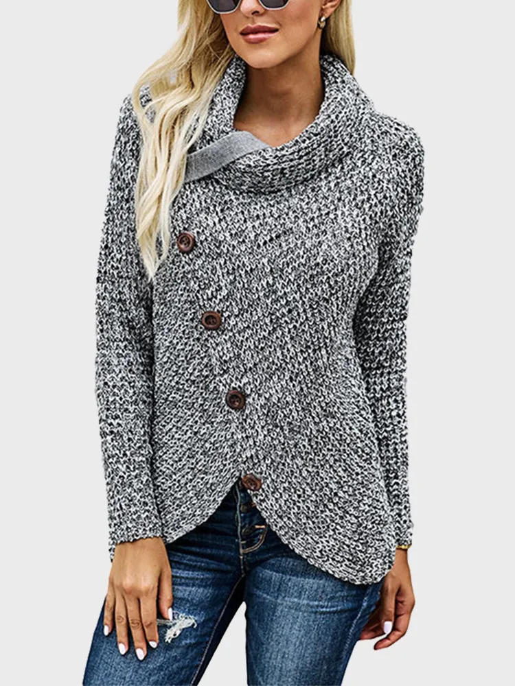 Buttoned Bliss Turtleneck Sweater